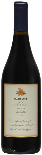 Image of Bottle of 2011, Trader Joe's, Petite Reserve, Barbera, Paso Robles